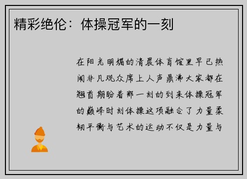 精彩绝伦：体操冠军的一刻